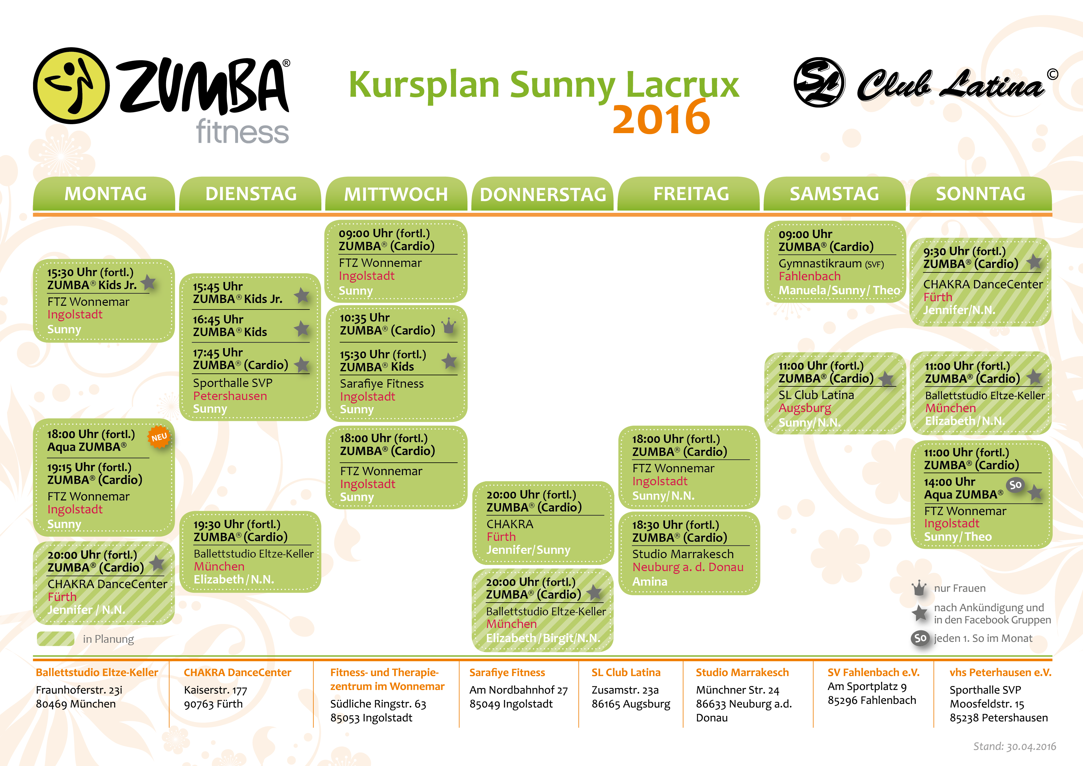 Kursplanvorschau 2016